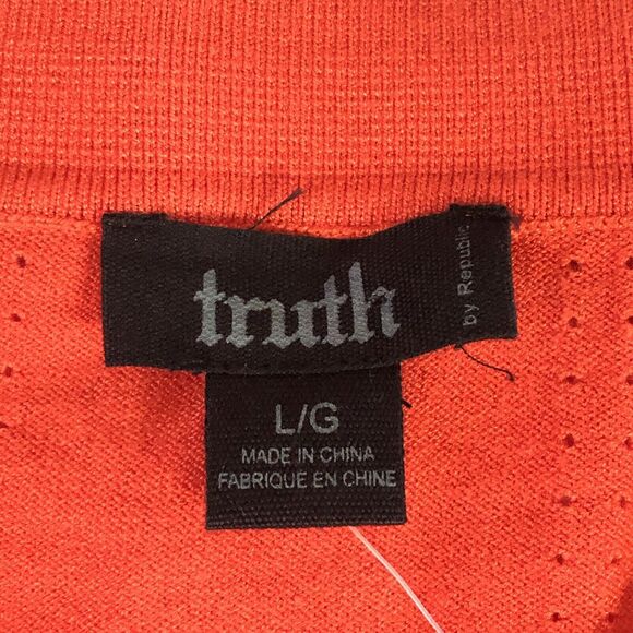 Truth by republic Men’s polo snap button Short sleeve, red orange large NWT - Picture 3 of 14